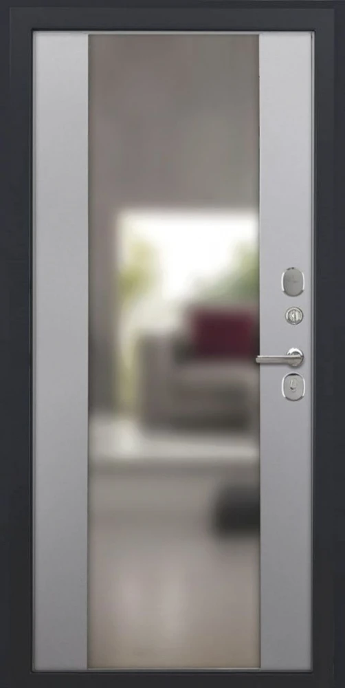 Входная дверь ДвериПРО L-45 Алиса (16мм, ПВХ софт грей, зеркало) DPRO220479 внутренняя сторона